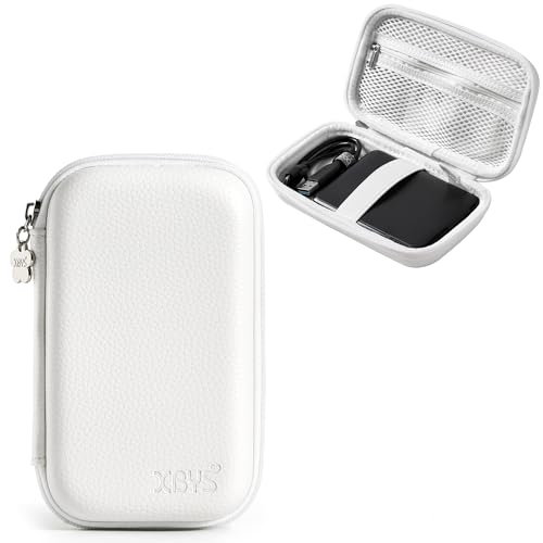 Linpr Portable External Hard Drive Case 2.5 for Seagate, Shockproof Power Bank Cases Organiser EVA Travel Cable Organiser for Toshiba Hitachi Samsung SSD 1 TB 2 TB Usb Carry Case (White)