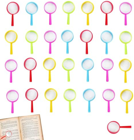 Magnifying Glass for Kids 30 Pack | 5.3cm Mini Colourful Magnifiers | Fun Pocket Toys for Party Bags, Classroom Rewards, Games, Camping, Exhibitions, Carnival Prizes & Outdoor Exploration |