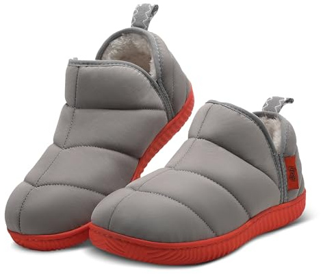 AWFI Womens Two-Tone Bootie Slippers with Memory Foam Indoor Outdoor House Shoes Slippers Woman Camping Warm Slip On Slipper with Sherpa Fleece Lining