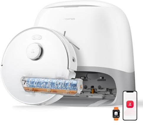 roborock Qrevo Curv 2 Flow Robot Aspirapolvere Lavapavimenti, 270mm Autopulizia Rullo, 20.000Pa, Protezione Rullo per Tappeti Asciutti, Stazione Multifunzionale, Videochiamata, Hello Rocky