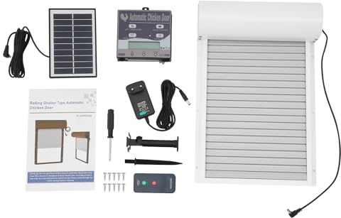 DSYOGX Puerta automática de gallinero solar para gallinero, puerta automática de gallinero con funcionamiento solar y mando a distancia, puerta de gallinero para 4 modos: temporizador, portalámparas