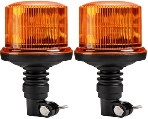 Yuanjoy 2 Fari Rotanti LED Arancioni, 4 Modalità Lampeggiante e 3 Modalità Rotanti 1 Modalità Crociera, 12V-24V CC IP67 per Auto, UTV, Trattore, Carrello Elevatore, Carrello da Golf