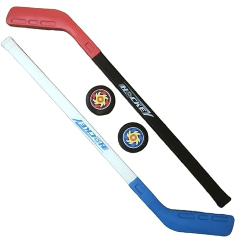 Xoeryoy Hockeyspel för barn, gatugolvträning hockeyklubba med 2 bollar för pojkar och flickor, inomhus och utomhus, blå röd