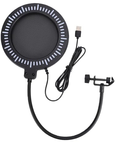 Horett RGB-mikrofonpopfilter, Justerbar Vindruta i Metallnät för Brusreducering Vid Streaming och Podcastinspelning, 1 Enhet