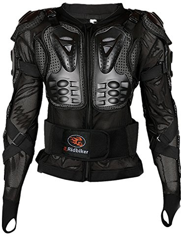 Ridbiker Motorcycle Full Body Armor Protector Removable Racing Jacket Motocross Spine Chest Motocross Protective Shirt (Black, L)