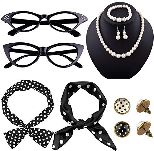TUPARKA 12 Pièces Accessoire Rockabilly Vintage Femme Année 50 Costume Accessories Set