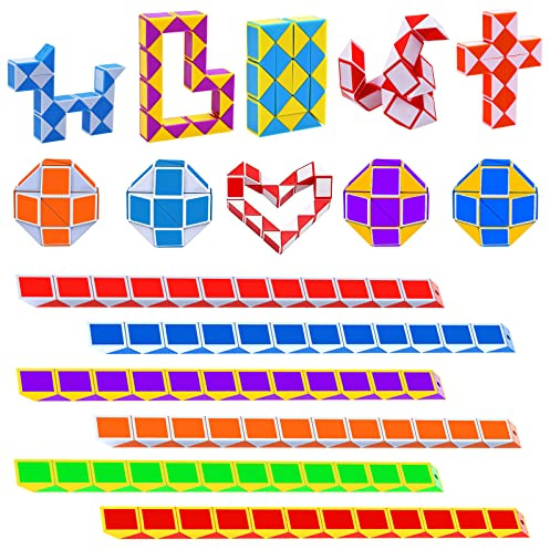 GOLDGE 12 Serpente Magico, Gadget Bambini Regalini Fine Festa Compleanno | 24 Blocchi Classic Giocattolo Twist Cubo Puzzle, Giocattolo Educativo Regalini compleanno bambini invitati / Natale