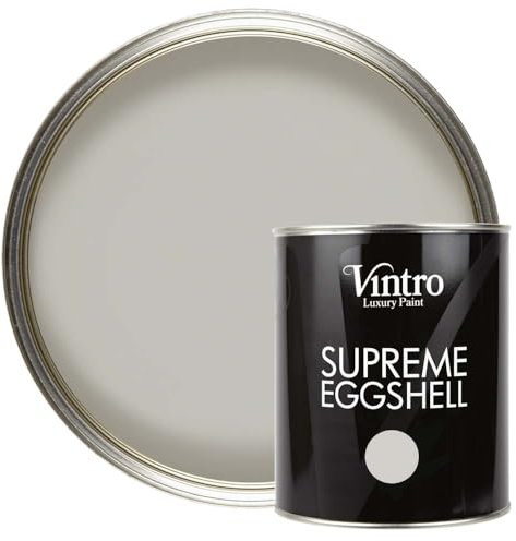 Vintro Paint | Satin Furniture Paint | Light Grey | Wood | Trim | Metal | Eggshell Finish | 1 Litre (Tower Bridge)