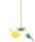 Kinderbesen Set aus Holz | Handfeger und Schaufel | Farbenfrohes Reinigungs-Set für Kinder | Gelb-Grün