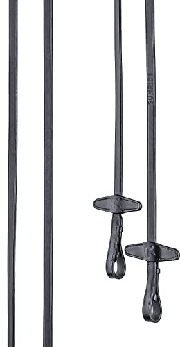 Sunride teilbare Lederzügel ohne Stege für Pferde, aus weichem Echtleder (Full 280 cm, schwarz)