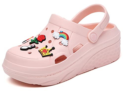 ELIOGN Damträskor mulor, lätta trädgårdsskor, tofflor, sandaler, sommar, strand, fritidsskor, ROSA, 38 EU