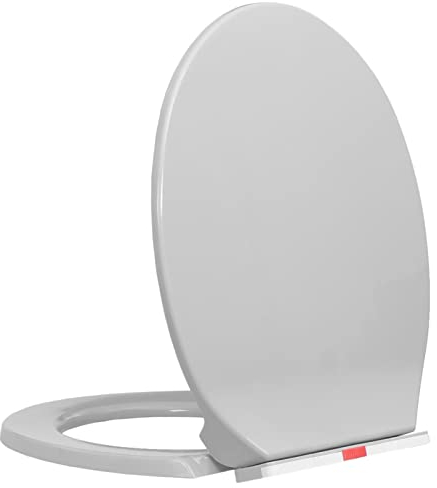 ZEYUAN Toilettensitz mit Absenkautomatik Quick-Release, Klodeckel, Toilettendeckel, Wc Sitz, Klobrille, Wc Deckel, Toilettenbrille, Hellgrau Oval