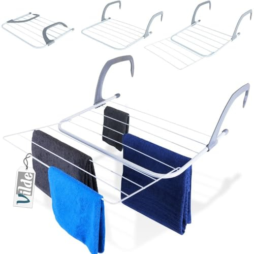 Vilde Wäschetrockner Hängetrockner für Heizkörper Heizkörpertrockner ausklappbar aus Metall weiß 55x50,5 cm