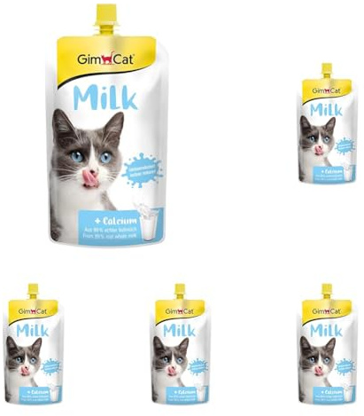 GimCat Latte Per Gatti - Latte Intero Genuino A Ridotto Contenuto Di Lattosio E Calcio Per Ossa Sane - 1 Sacchetto (1 X 200 G) (Confezione Da 5)