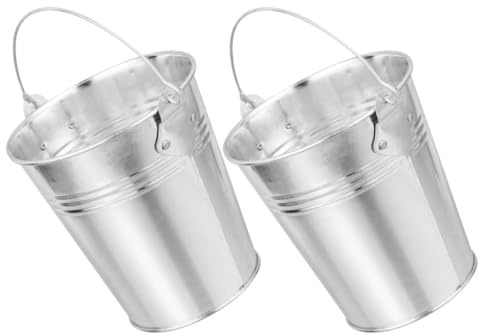 NIYANGLE Secchio per Grasso e Olio in Metallo 2 Pezzi, Contenitore Portatile Raccogli Gocce per Barbecue, Secchio Compatto per Olio da Griglia, Adatto per Cucina all’Aperto e Picnic