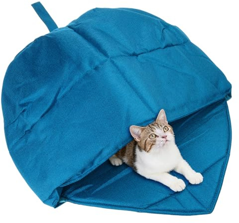 jiingekk Cama nido para gatos de interior con diseño en forma de hojas, saco de dormir de tela lavable para comodidad de mascotas, refugio lugar de descanso, cojines de cueva, gatos, cama interior