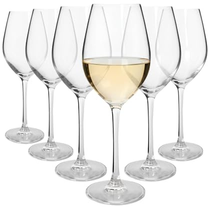 Argon Tableware Mayfair Crystal White Wine Glasses 350ml - Pack of 6, Lead-Free Crystal Wine Glass Set, Tulip Bowl Design, Durable Pulled Stem, Gift Boxed Glassware for Home & Bar