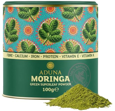 Aduna Organic Moringa Powder | 100% Pure Moringa Leaf for Energy & Immune Support | Natural Vegan Source of Iron, Calcium & Protein | Superfood Powder for Smoothies, Soups, Stews & More | 100g