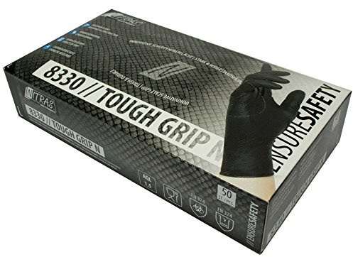 Nitras Einmalhandschuhe schwarz, Tough Grip, 50 Stück in der Box Gr. XL