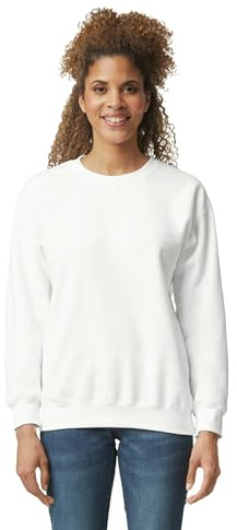 Gildan Men's Fleece Crewneck Sweatshirt, Style G18000, White, L