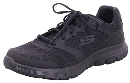 Skechers Herren Flex Advantage 4.0 Sneaker, Black Leather Mesh Pu Black Trim, 47.5 EU