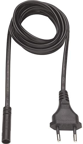 DOMUS LINE Anschlussleitung mit Euro Flachstecker, Stromkabel mit Stecker 2000mm Kunststoff schwarz