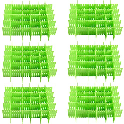 ZOENHOU 60 PCS Green Drawer Dividers, 12.6 x 2.8 Inch Adjustable Premium Plastic Drawer Divider Organizers for Makeup Drawers Desktop Kitchen drawer Organizers and Storage