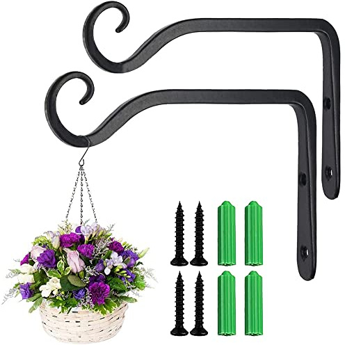 2 Pièces Support De Panier Suspendu Plante, Suspension Muraux Noirs Plante, Supports De Panier Suspendus Plante, Crochet Suspension Plante Décoratifs, Pour Les Paniers Végétaux, Les Carillons Éoliens