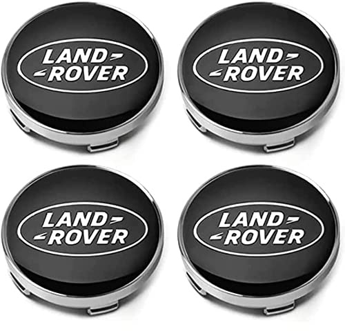 URYYRIT Tapas Centrales Cubos de Automóviles, para Land Rover, 60 Mm, Cubierta Decorativa Impermeable A Prueba Polvo Ruedas, Centro Rueda Adhesivo con Emblema de Logotipo, Accesorios Exteriores