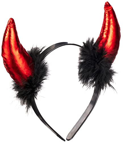 Serre-tête cornes de diable rouge-noir – Accessoire KingofHalloween.de pour Halloween, Carnaval, Déguisement – Femmes et Filles
