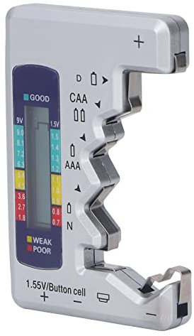 Comprobador de Pilas Digital Probador de Batería Pantalla LCD Dispositivo Prueba de Vida útil Batería Comprobador de Batería Celda de Botón Efecto para Medición 1.5V 9V Batería(Plata)