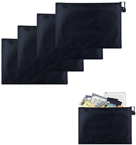 A5 Dokumententasche, Dokumententasche Reißverschlusstasche, Wasserfest Utensilientaschen aus Oxford mit Reißverschluss,Organizer Aufbewahrungstasche für Kosmetik Büros Reisen,4 Stück