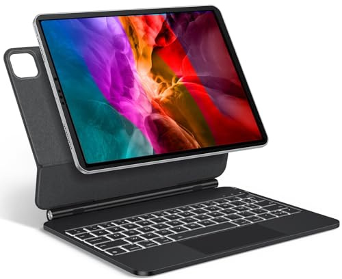 TECURS Étui Clavier Magnétique pour iPad Air 11 (M3/M2, 2025/2024)/ Air 5 2022/ Pro 11 (4/3/2/1 Gen) Air 4 2020 Multi-Touch,Magic Keyboard AZERTY Clavier Bluetooth iPad sans Fil avec Coque, Noir