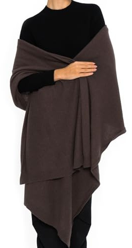 ENETIX Women's Cashmere Wool Oversized Shawl Wrap, Solid Color Pashmina Ultra Soft Stole Scarf for Women with Gift Box (Dark Camel)