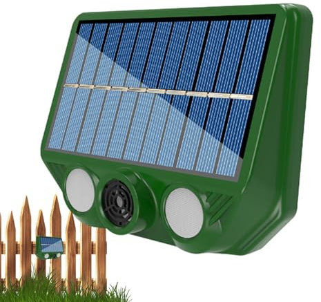 Répulsif ultrasonique pour animaux – Répulsif à ultrasons pour écureuils | Deux modes d'éclairage solaire à ultrasons pour animaux d'extérieur – Détection intelligente pour chiens