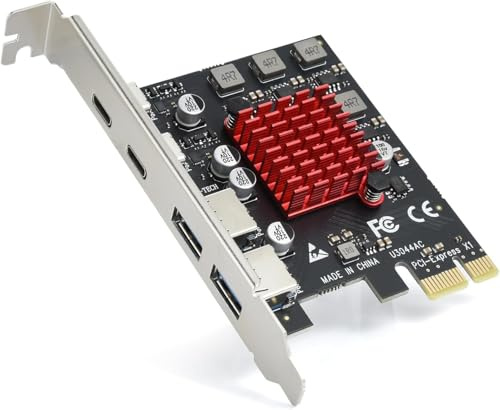 ELUTENG 4 Ports USB 3.2 Gen1 PCI Express Erweiterungskarte(2 x USBC, 2 x USBA), Superspeed 5Gbps PCIE auf USB Karte für Desktop PC Interne, Unterstützt Windows 11/10/8/7/XP