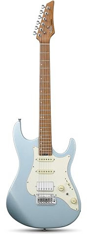 Donner 39 Zoll E-Gitarre, DST-550 Elektrische Gitarre mit Solid Double-Cut Pappel-Korpus für fortgeschrittene & professionelle Spieler, 7 Klangschaltoptionen & Tremolo-Brücke, Bonus-Tasche, Eisblau