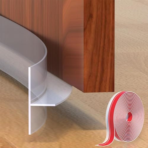 T Shaped Draft Excluder Door Seal Strip, 6M/236 Inch Window Draft Excluder, Self Adhesive Insulation Frame, Soundproof Noise Blocker Tape for Window and Door Gaps(Clear)