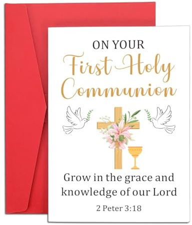 First Communion Card for Girls Boys Kids 2026 First Communin Gifts for Teen Girl Boy 1st Holy Communion Gifts for Christian Card Religious Bible Verse Gift Baptism Catholic Confirmation Gift