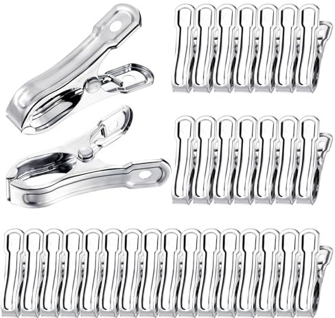 30Pcs 2 inches Garden Clips for Netting, Green House Clamps Made of Stainless Steel, Strong Grip Green House Clips for Hold down Shade Cloth or Plant Cover on Garden Hoops