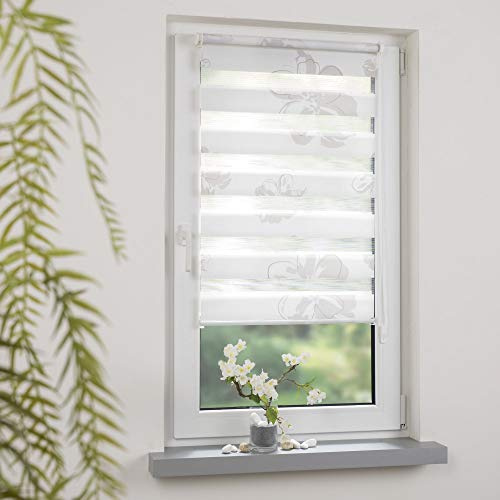 Klemmfix- Duorollo/Doppelrollo mit Druckmotiv Boston mit verstellbaren Klemmträgern, Montage ohne Bohren, Breite: 80 cm/Höhe: 210 cm, Farbe: Taupe