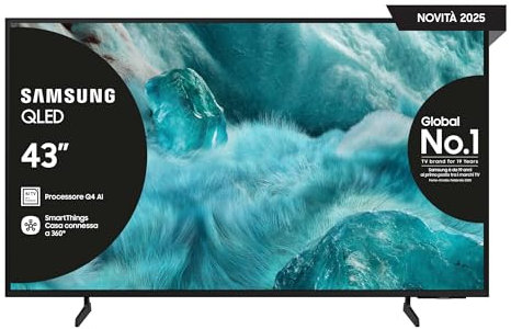 Samsung Smart TV 43'' QE43Q7F4AUXZT QLED 4K, Q4 Processor, 100% Volume Colore con Quantum Dot, Motion Xcelerator, OTS Lite & Adaptive Sound, SlimLook Design, 2025