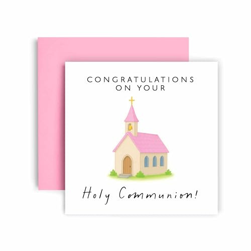 Huxters First Holy Communion Card for Girl - Chapel Design - Thoughtful Religious Greeting Card for a Special Milestone - 17 by 12cm (Girl)