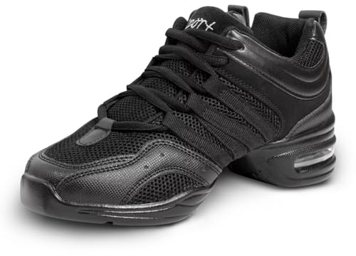 Asyusyu Chaussure de Danse Femme Noir Sneakers de Jazz Sports Cheerleading Line Dance avec Coussin d'air