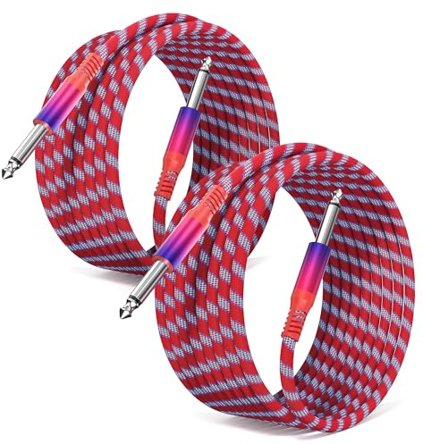 Elebase TS Gitarrenkabel 6,35mm 1M/3.3FT 2 Stück,1/4 Jack Stecker Instrumentenkabel,6,3mm Klinke auf 6,3mm Klinke Audio Kabel für Gitarre,E-Gitarre,Bass,Verstärker,Keyboard,Lautsprecher