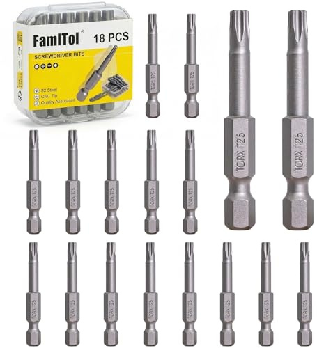 FamlTol T25 Torx Bit Set, 18 PCS, 2 Inch