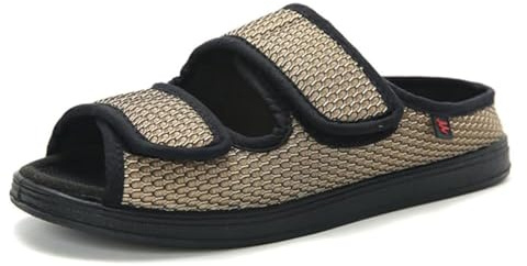 Generico Pantofole Per Diabetici E Piedi Gonfi Uomo Donna Estive Aperte Sandali Ortopediche Pianta Larga Scarpe Regolabile Strappo (Cachi, Adulto, 37, Numero, Sistema Taglie Calzature EU, Larga)