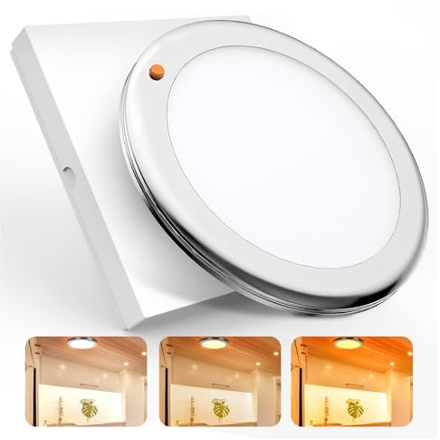 CamperXlite 3 färg -dimbar 12volt led panel taklampor husbil, 860lm & Ø18cm & ultratunn & aluminium & rotunditet, 12V led ceiling downlight för husvagn släpvagn skåpbil bil båt t4 t5