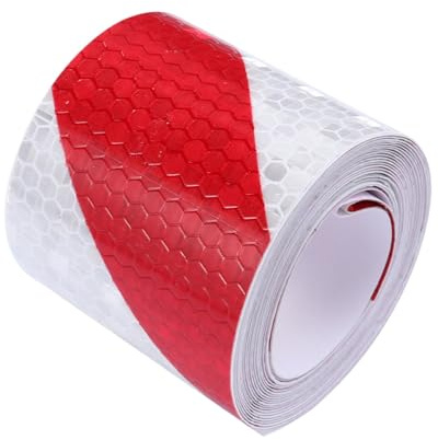 FONDOTIN Ruban Réfléchissant Adhésif Rouge et Blanc 2 Rouleaux Bande de Signalisation de Sécurité Haute Visibilité Autocollant Réfléchissant Résistant aux Intempéries pour Voitures et