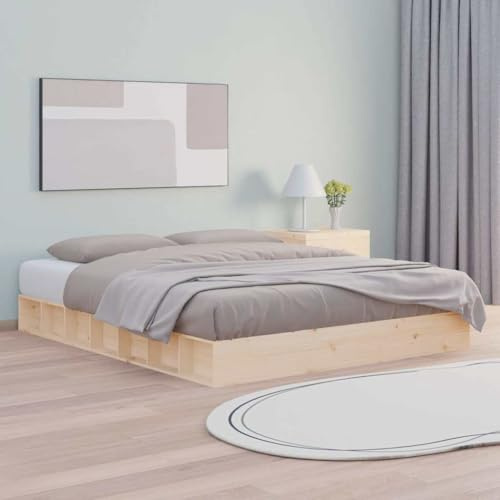 Lumanois Estructura de Cama de Madera Maciza Super King 180x200 cm, Mobiliario Camas y Accesorios Camas y somieres, Marrón, 30kg